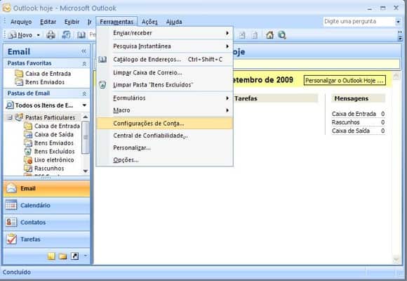 Configuração de E-mail (Microsoft Outlook 2007) - NÃO RECOMENDADO